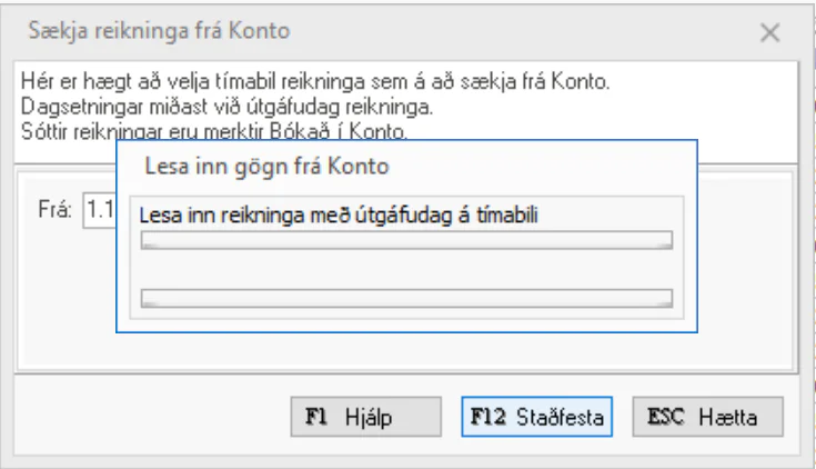 Gögn frá Konto lesinn inn í DK