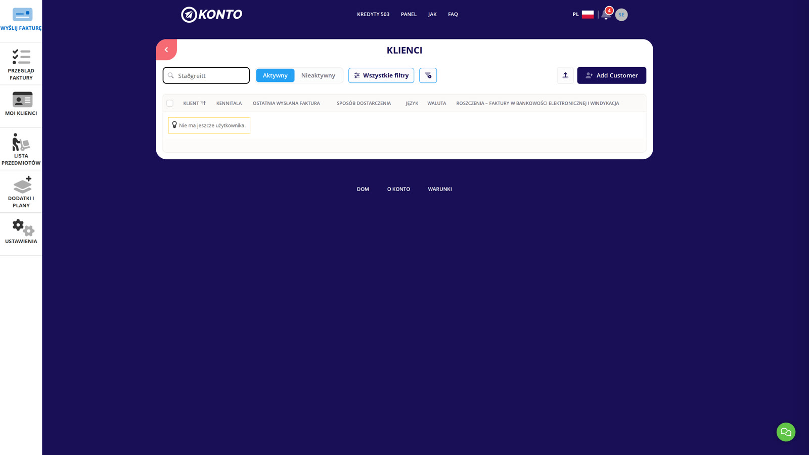 Wyszukaj „Staðgreitt” — jeśli nie istnieje, kliknij „Add Customer”.