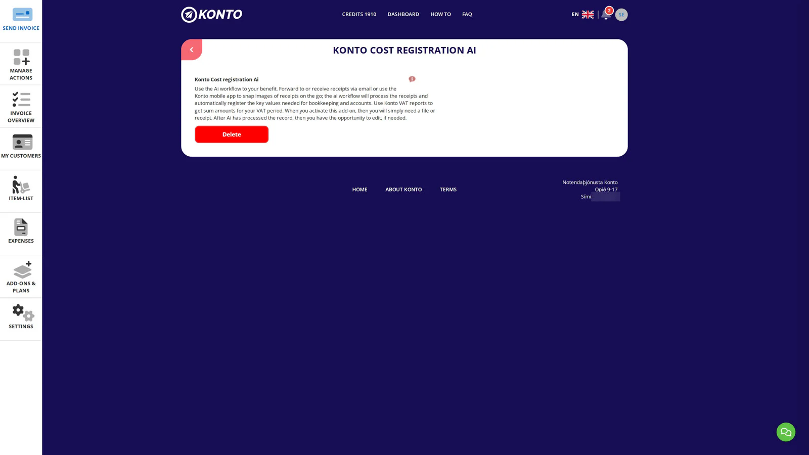 Check whether AI cost registration is active — turn it on if needed.
