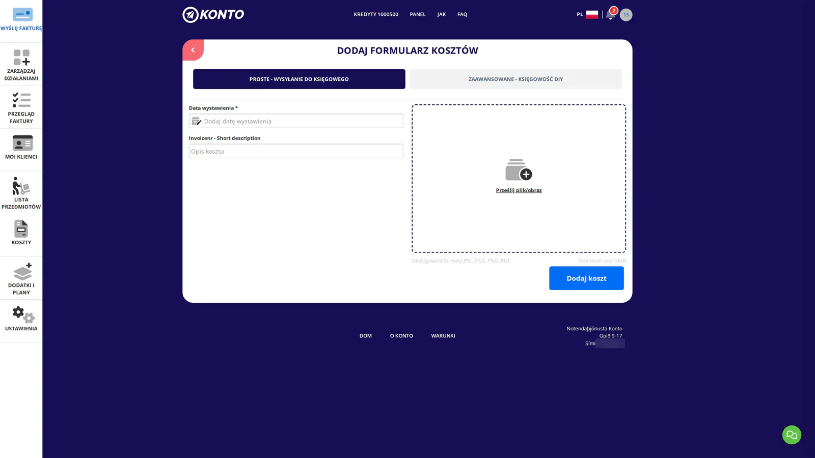 Dotknij „Skanna reikning fyrir kostnað” w menu akcji.