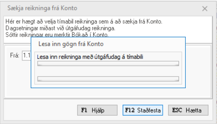 Gögn frá Konto lesinn inn í DK